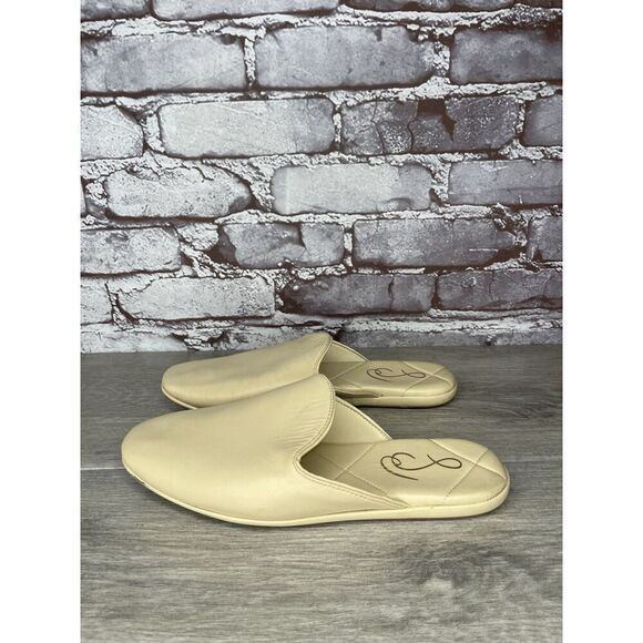Sam Edelman Kylar Eggshell Beige Leather Quilted Mules Flats Women Sz 36EU/6M US - Picture 1 of 16